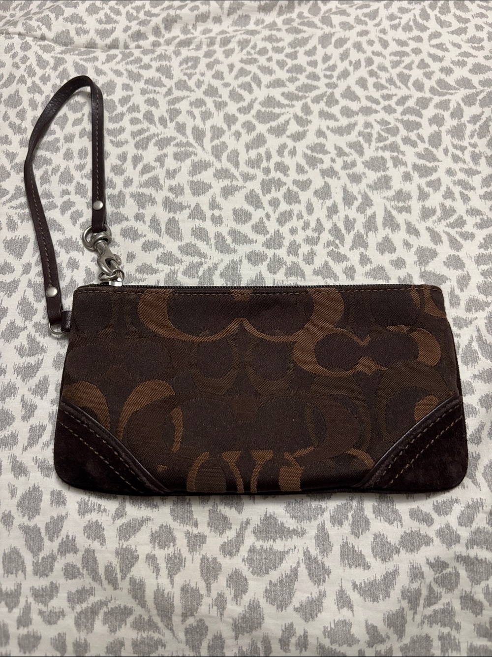 Coach Brown Signature Canvas Wristlet